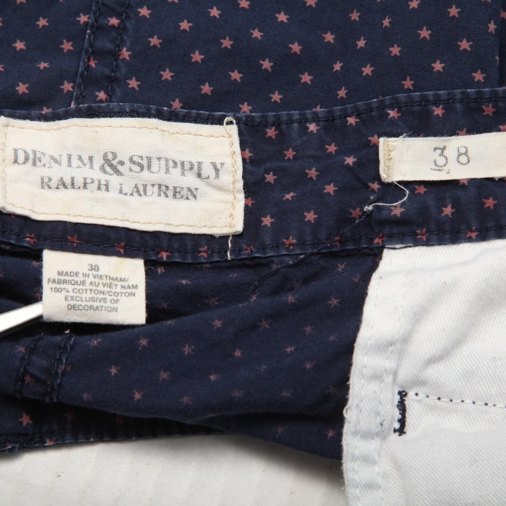 Denim & Supply Ralph Lauren Shorts Mens 38 Blue Star Print Chino Cotton Casual - Picture 4 of 10